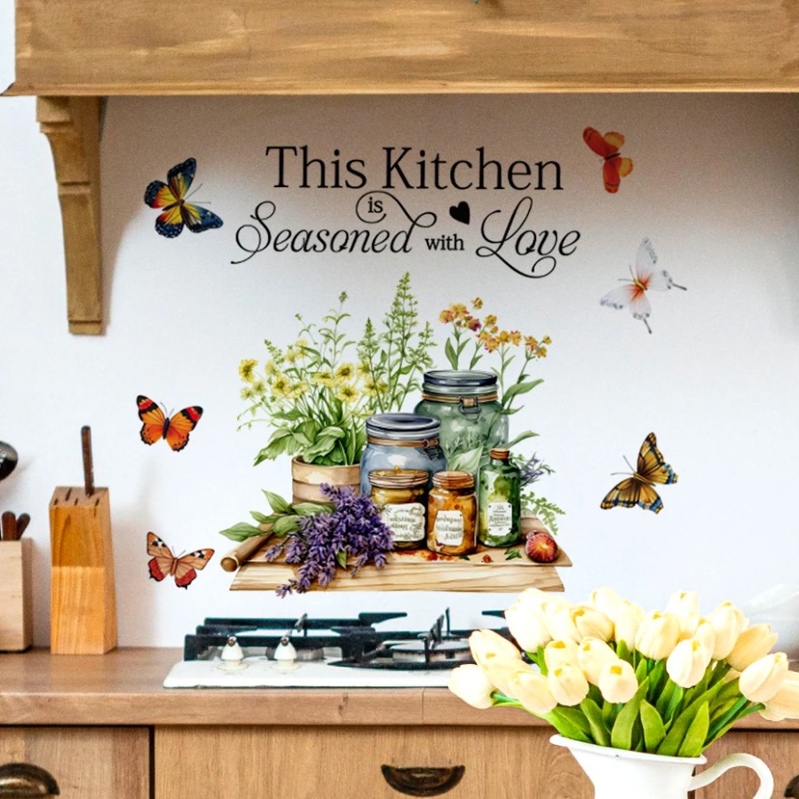 Home Cooking Quotes - Kitchen Herbs Cooking Art Butterfly Flower